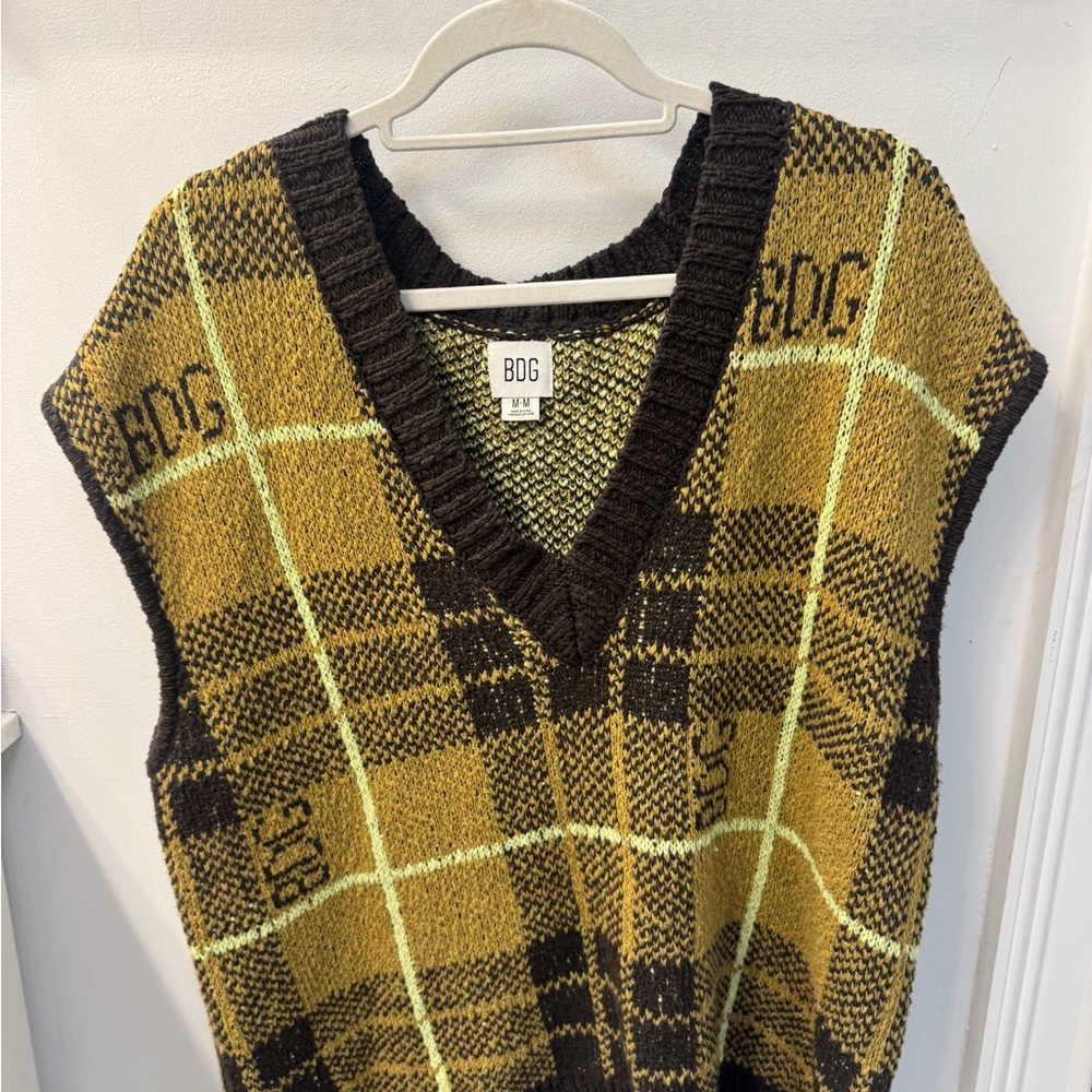 BDG Plaid Knit Sweater Vest